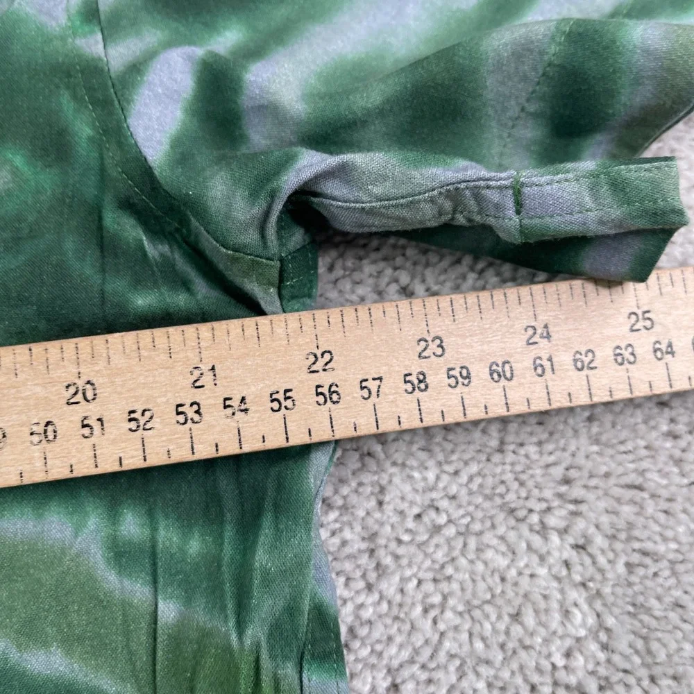 NEW Banana Republic Shirt Mens Medium Green Tie Dye Botanica Camp Loop Collar